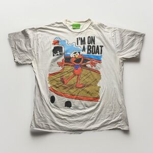 Vintage Sesame Street Elmo Im On A Boat Graphic Short Sleeve T Shirt Men's 2XL